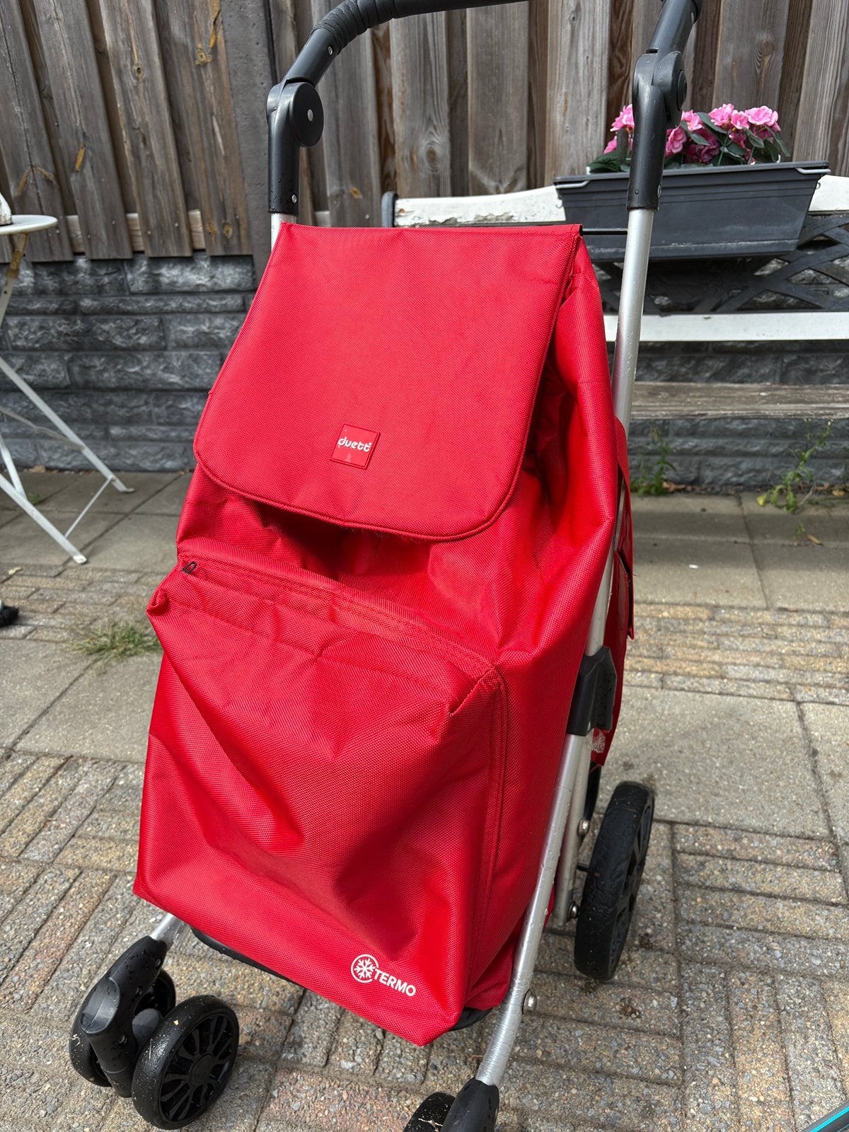 Duett boodschappentrolley met voorvak en een thermovak., Ophalen, Gebruikt