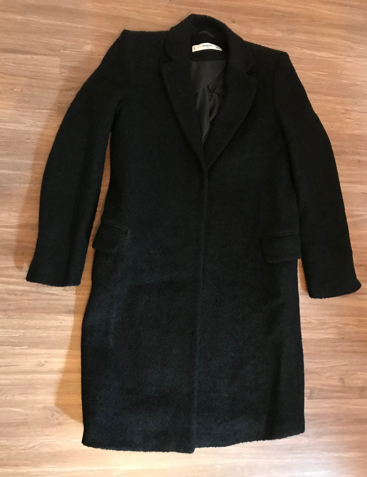 Zwarte mantel  mango mt XS, Ophalen of Verzenden, Zo goed als nieuw, Maat 34 (XS) of kleiner, Zwart