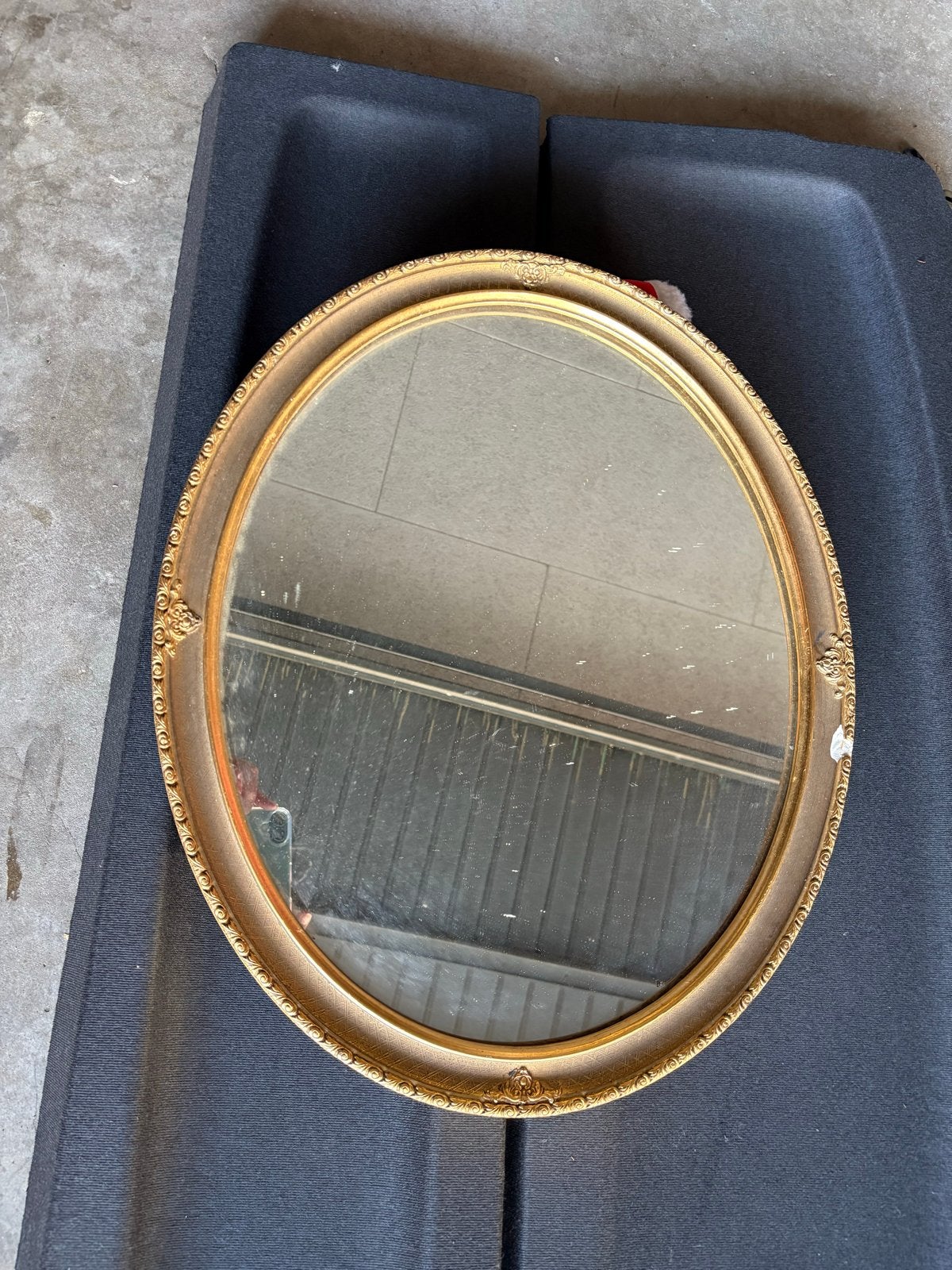 Vintage Ovale Spiegel met Goudkleurig Barok Frame, Ophalen, Ovaal, Minder dan 50 cm, Minder dan 100 cm