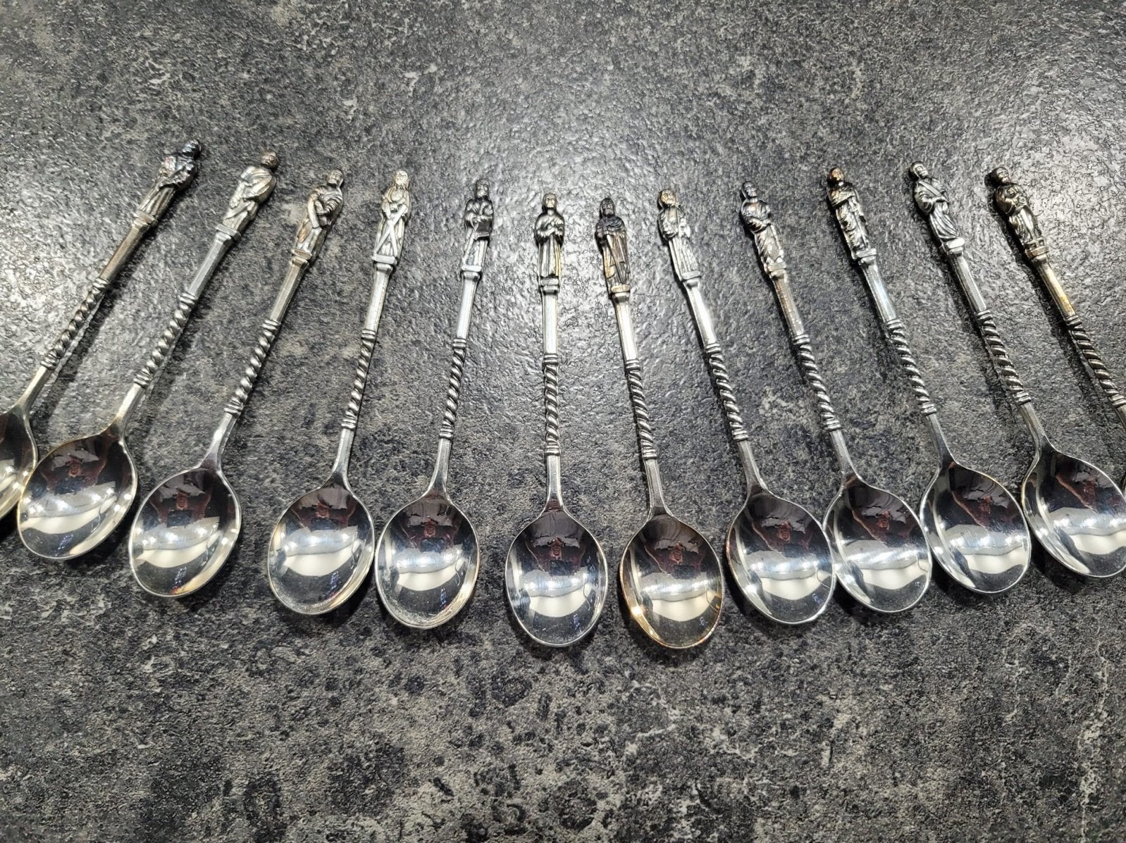Set van 12 antieke Apostel lepeltjes, Ophalen of Verzenden