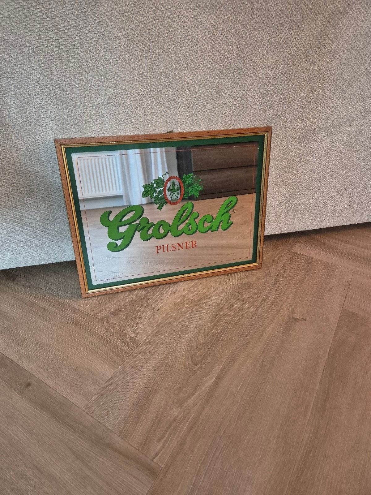 Grolsch spiegel leuk voor keet of kroeg, Ophalen, Rechthoekig, Minder dan 50 cm