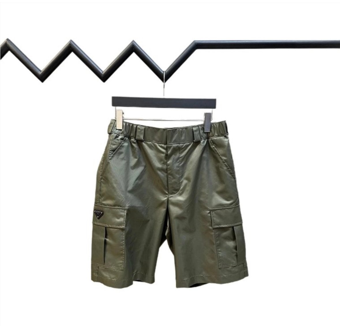 Prada Cargo Shorts & Overhemd Set – Zwart en Groen nieuw, Ophalen, Nieuw, Overige maten, Zwart