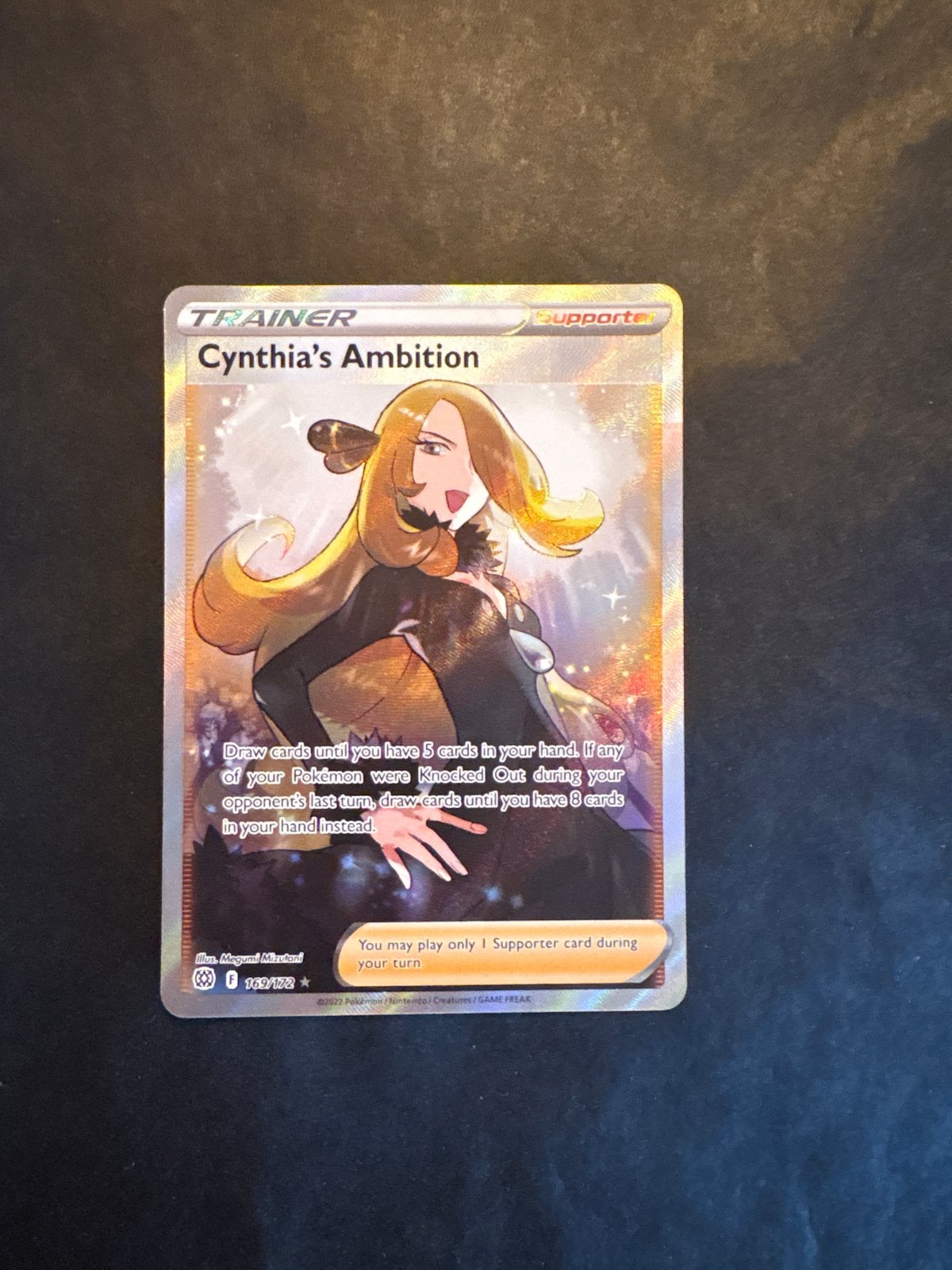 Cynthia's Ambition Full Art Trainer Kaart Pokémon TCG, Ophalen, Zo goed als nieuw, Losse kaart, Foil