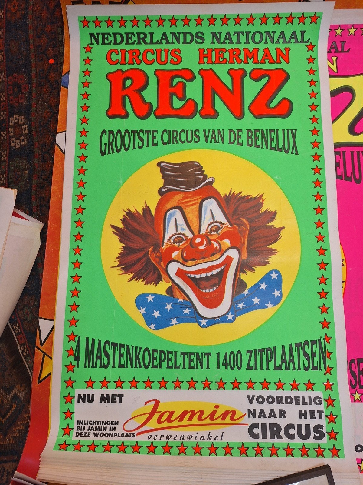 Vintage Circus Renz Poster - Nederlands Nationaal Circus, Ophalen of Verzenden, A1 t/m A3, Overige onderwerpen, Rechthoekig Staand