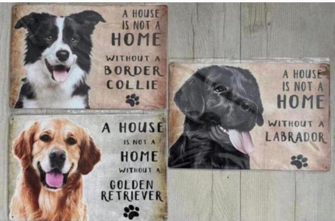 Metalen wandbord hond 20x30 cm (€7,50 p/st of 3 voor 21€), Ophalen of Verzenden, Zo goed als nieuw, Reclamebord