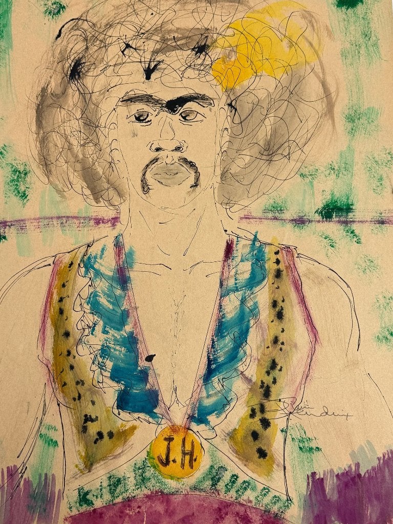 JIMI HENDRIX SIGNED !! Artwork 1960's Dwight Russ, Antiek en Kunst, Verzenden