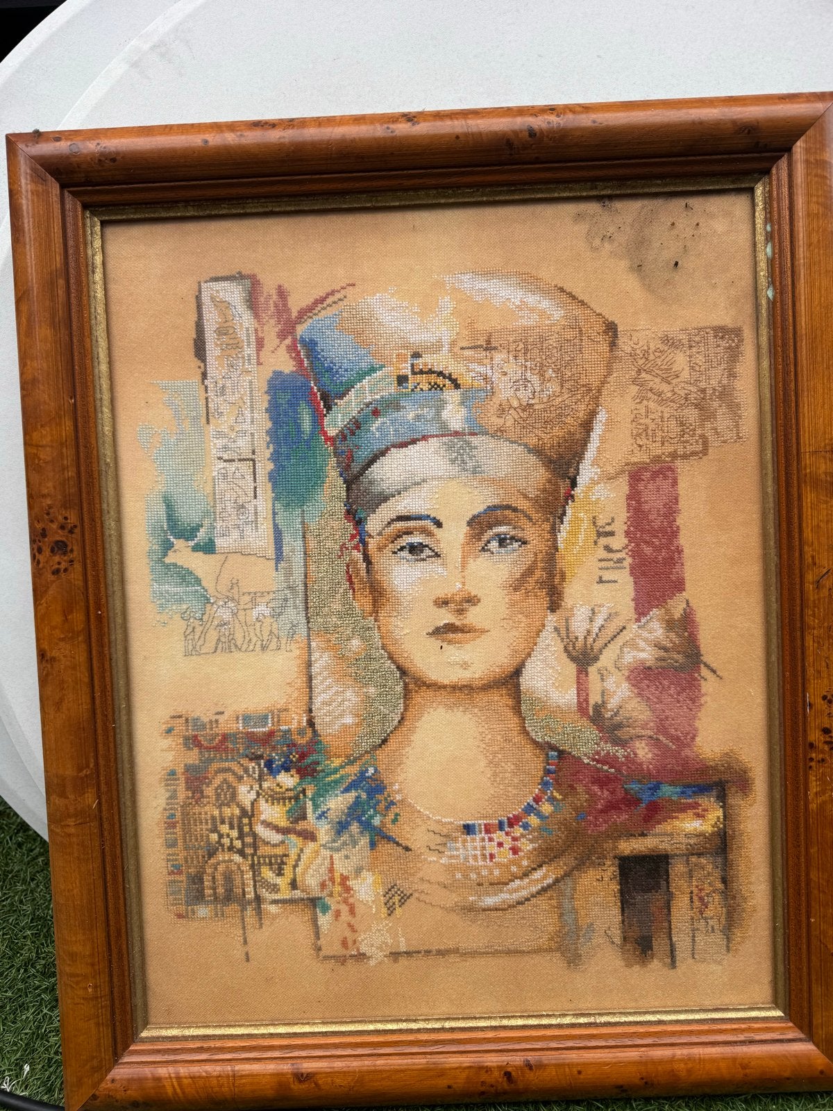 Geborduurd Egyptisch Portret: Nefertiti - 52x65 cm, Antiek en Kunst, Kunst | Schilderijen | Klassiek, Ophalen