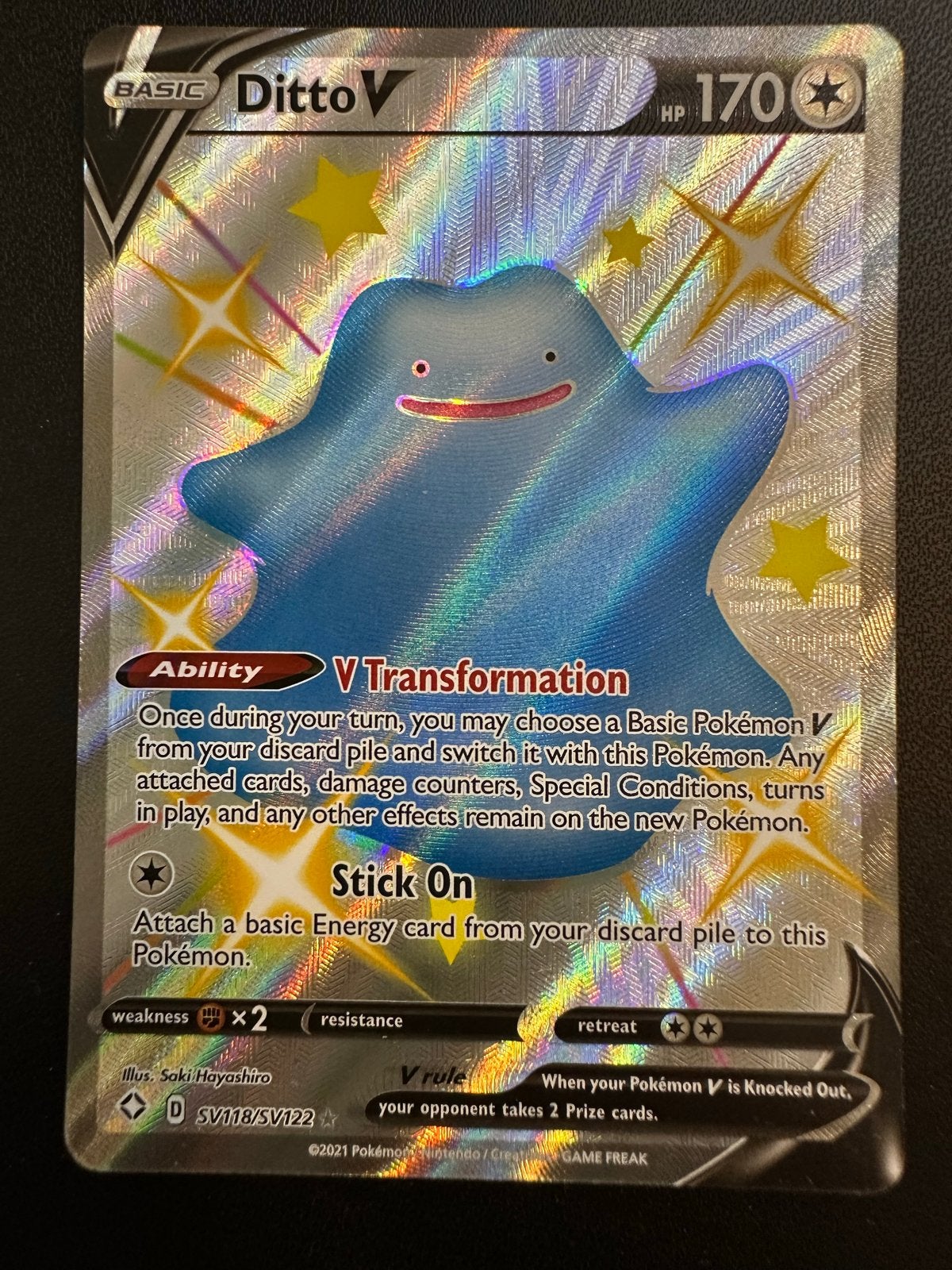 Ditto V (SV118/SV122) Shining Fates Shiny, Ophalen of Verzenden, Zo goed als nieuw, Losse kaart, Foil