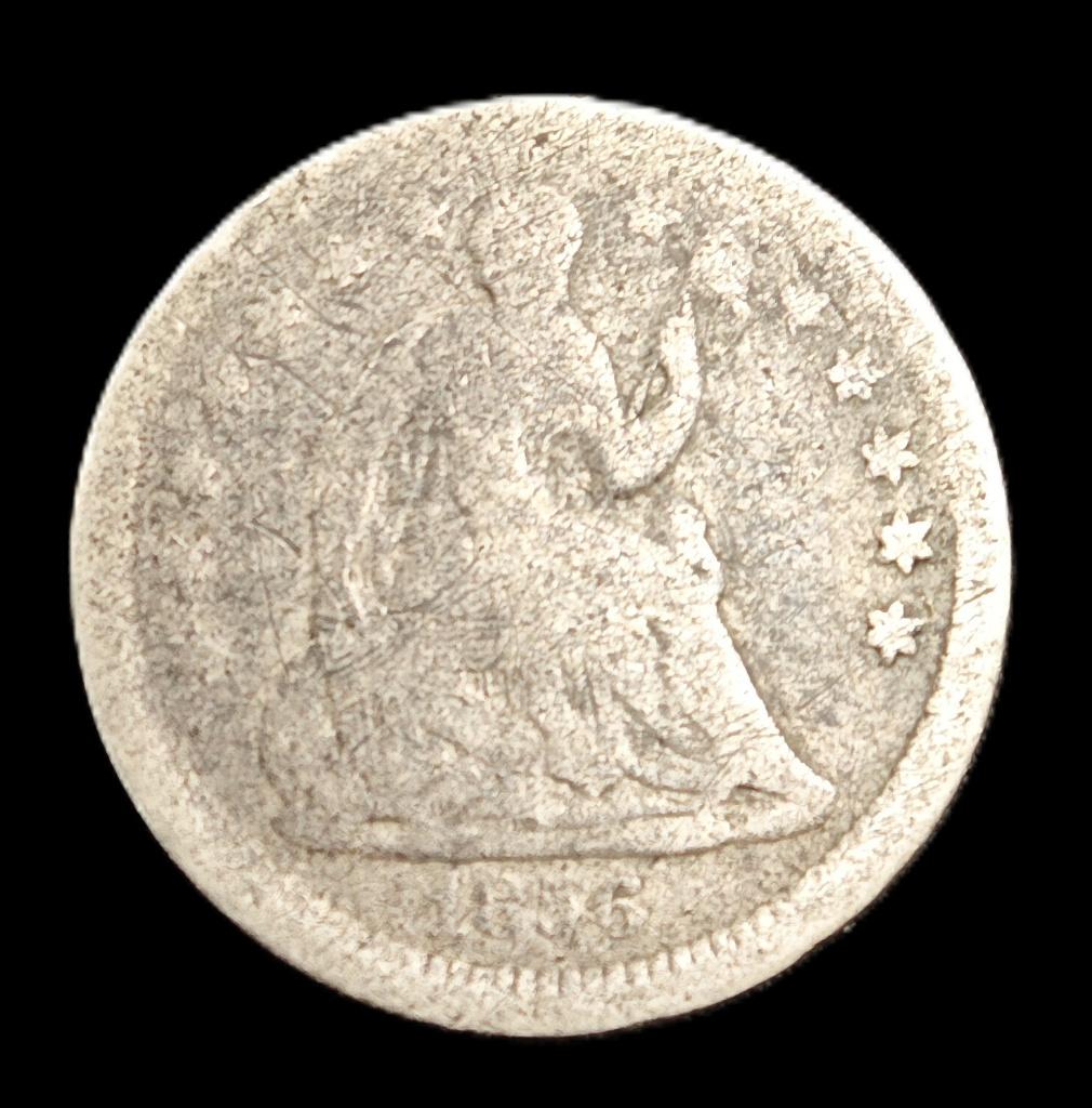 1856 Half Dime Amerika, Verzenden, Noord-Amerika, Losse munt, Zilver
