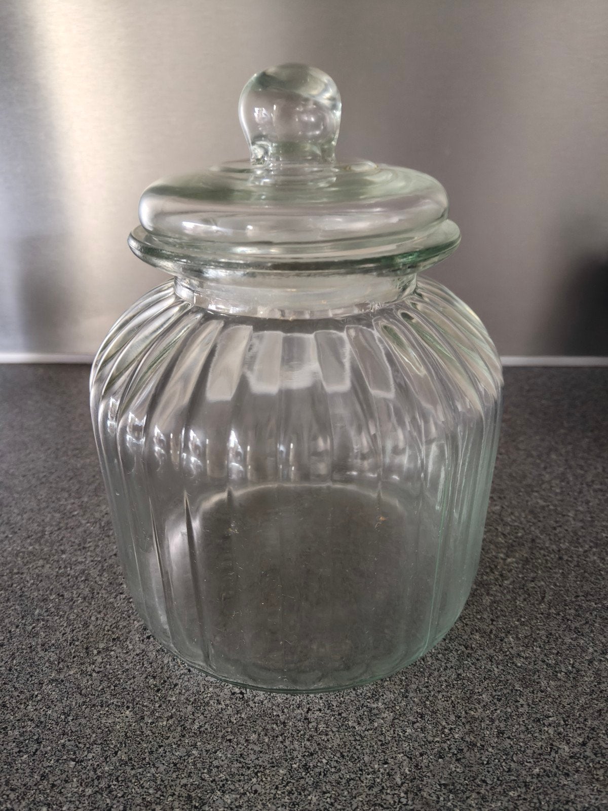 mooie grote voorraadpot met deksel  van glas, Voorraadpot, Ophalen of Verzenden, Zo goed als nieuw, Glas