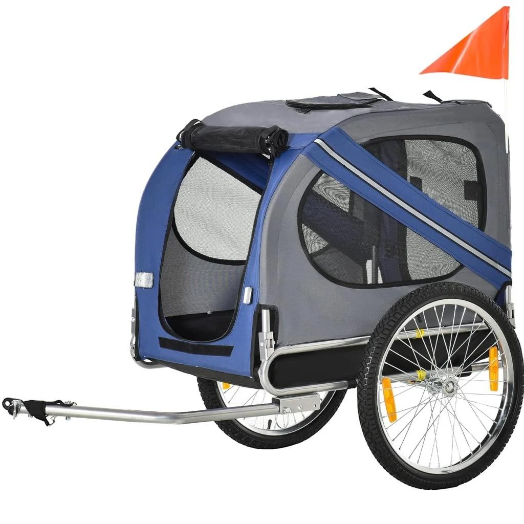 Luxe fietskar / fietstrailer overdekt RVS (130x90x73cm), Ophalen of Verzenden, Nieuw, Hondenkar, Vering