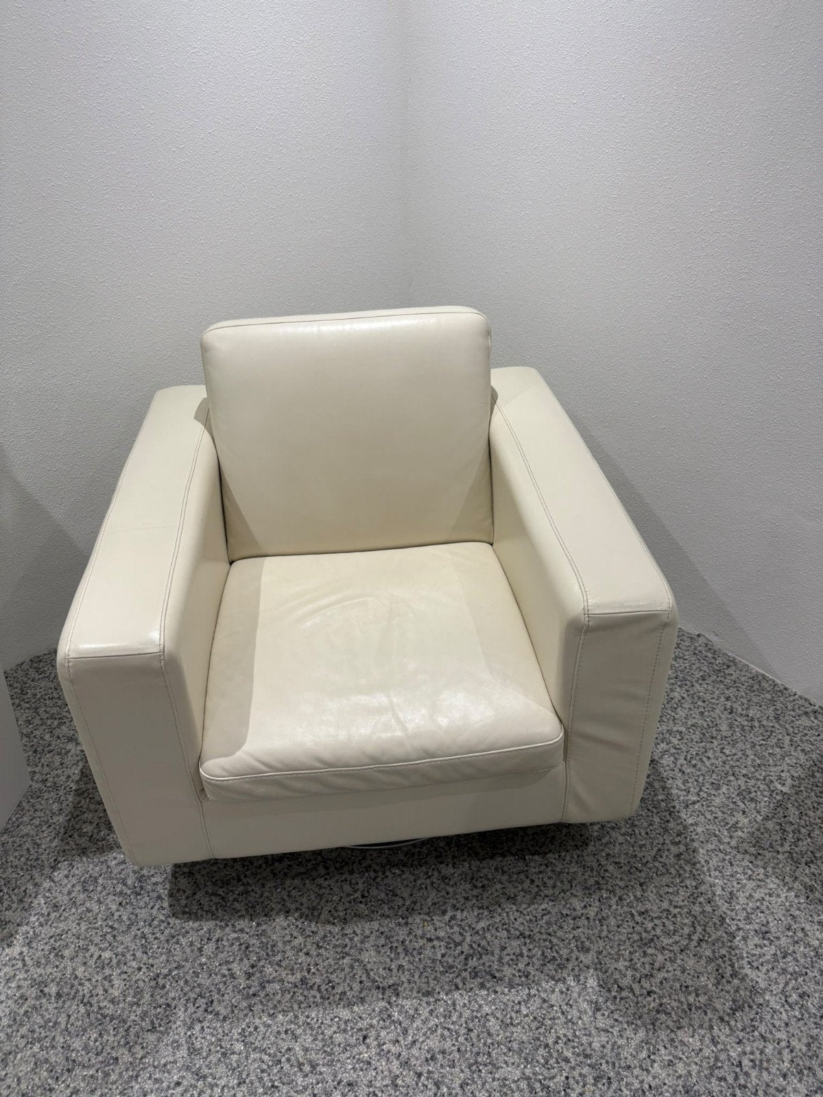 Natuzzi Leren Fauteuil - Crème Wit, Wit, Leer, Ophalen of Verzenden, Zo goed als nieuw