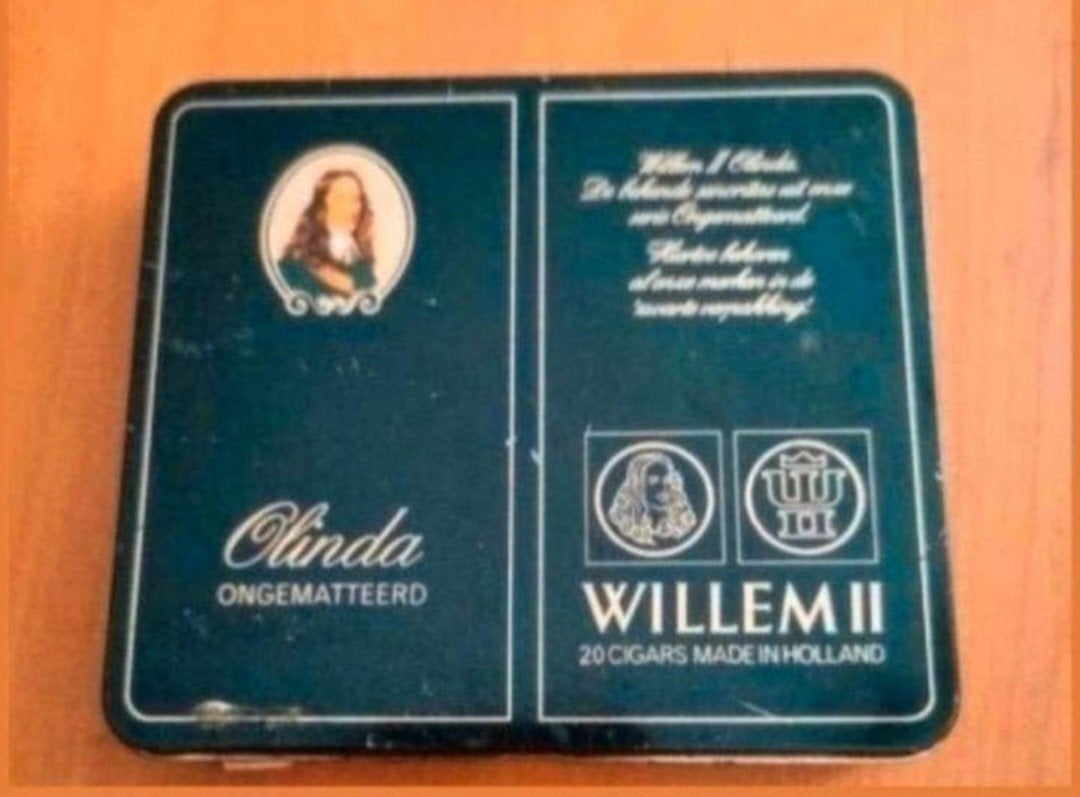 Vintage Willem II Olinda sigarenblikje, ongematteerd, Ophalen of Verzenden