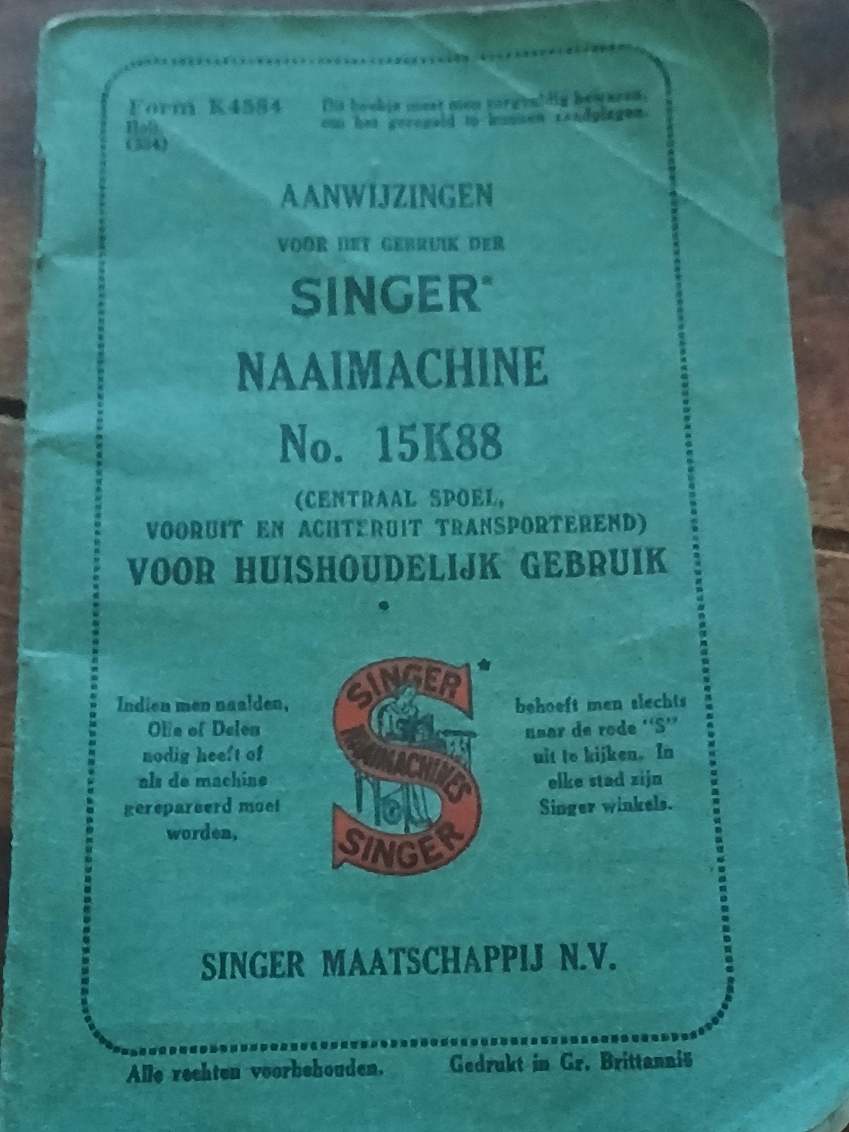 Handleiding Singer Naaimachine No. 15K88 (oud), Ophalen of Verzenden, Gebruikt, Toebehoren, Singer