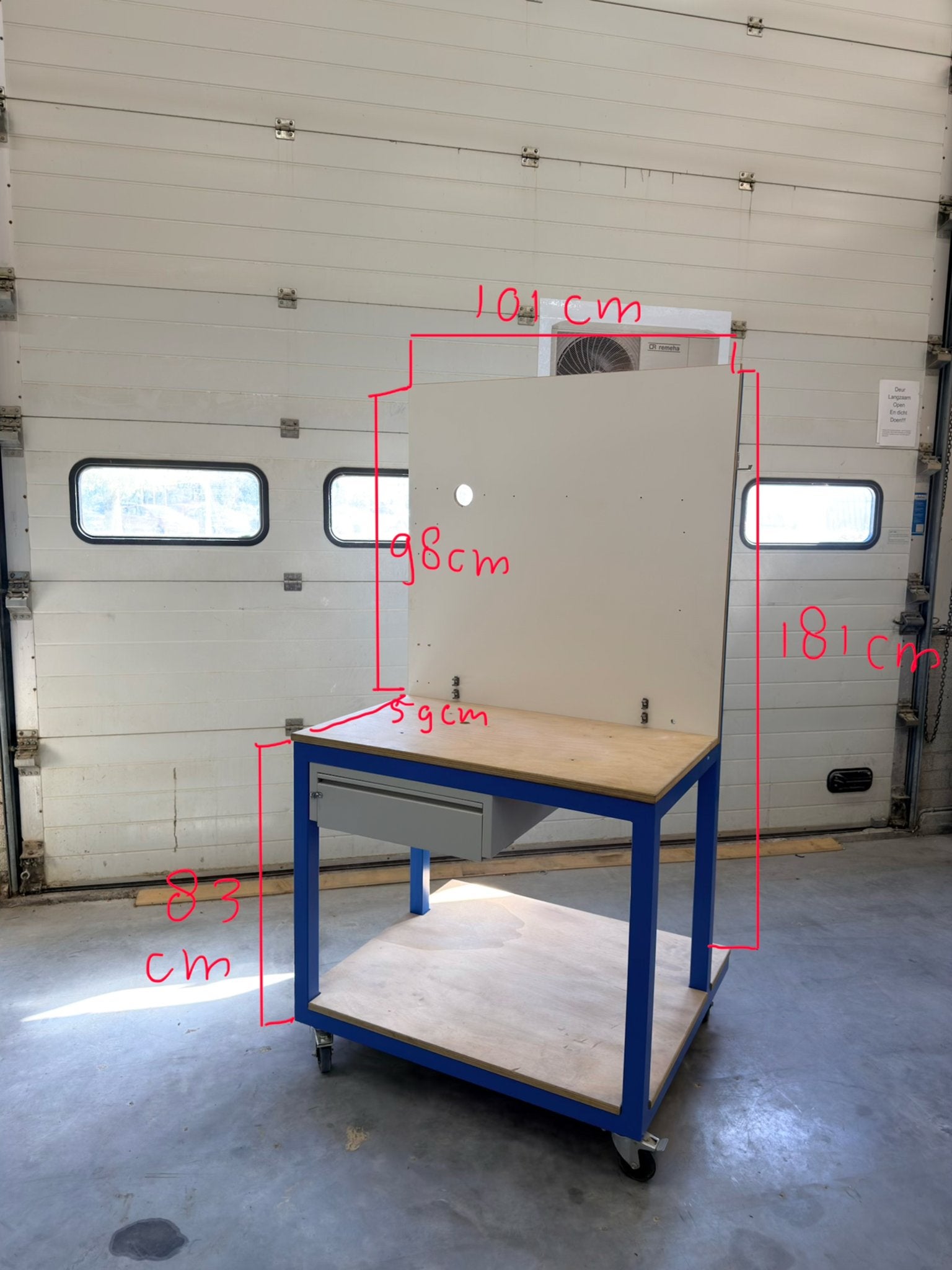 Mobiele Werkbank met Lade en Opbergplank, Ophalen, Gebruikt, 70 tot 120 cm