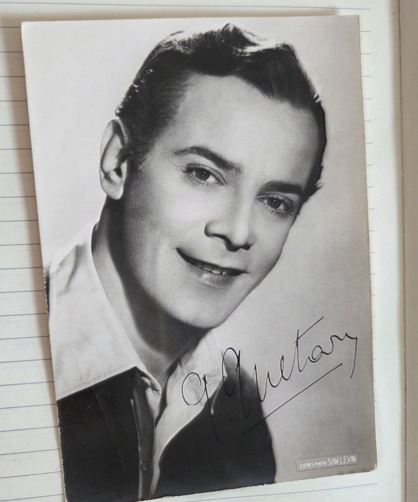 Zanger en acteur Georges Guétary, met handtekening, Verzenden, 1940 tot 1960, Ongelopen, Sterren en Beroemdheden
