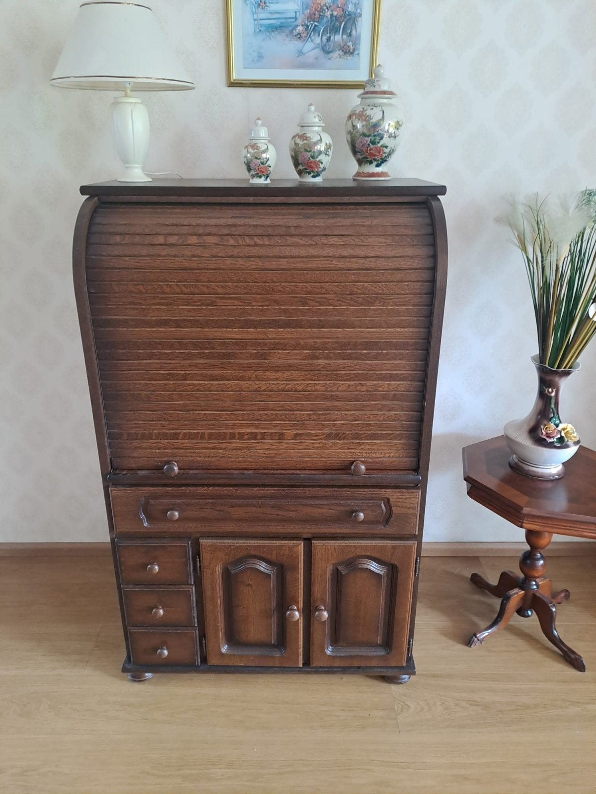 Antiek rolluikbureau / secretaire van hout, Huis en Inrichting, Ophalen