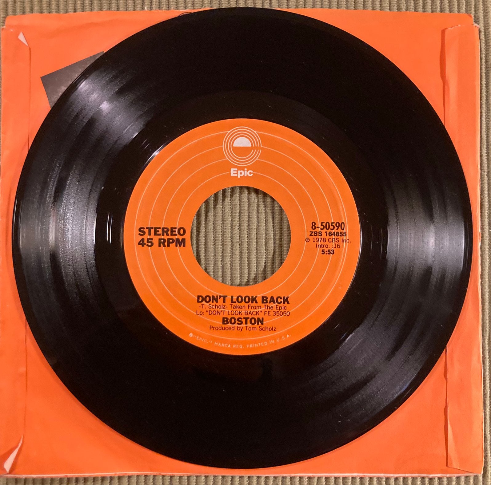Vinyl single Boston - Don’t look back, Cd's en Dvd's, Gebruikt, 7 inch, Ophalen of Verzenden, Rock en Metal