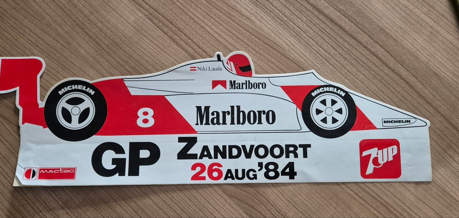 Sticker Niki Lauda Zandvoort 1984 F1 McLaren Marlboro, Ophalen of Verzenden, Formule 1
