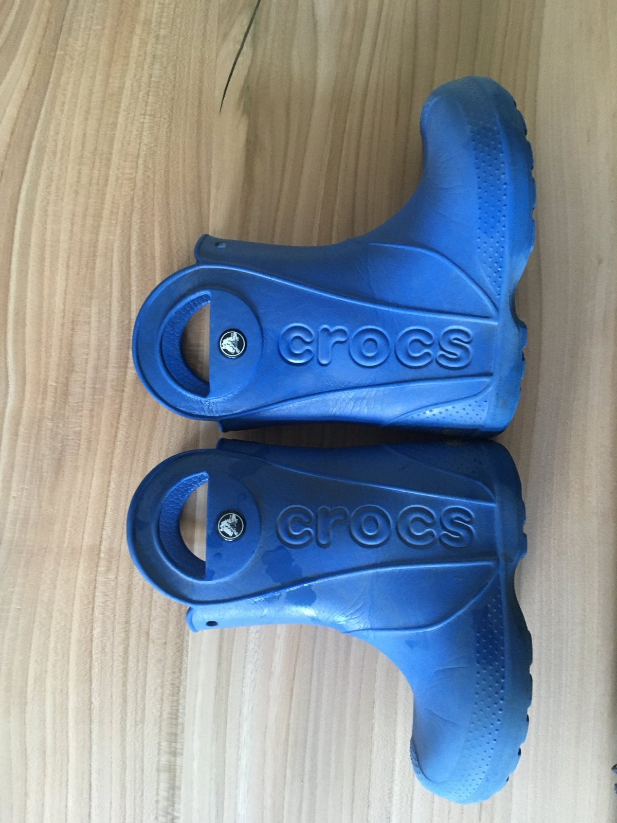 Blauwe Crocs kinderlaarzen - Maat C10 (ongeveer 27/28), Ophalen of Verzenden, Gebruikt, Jongen of Meisje