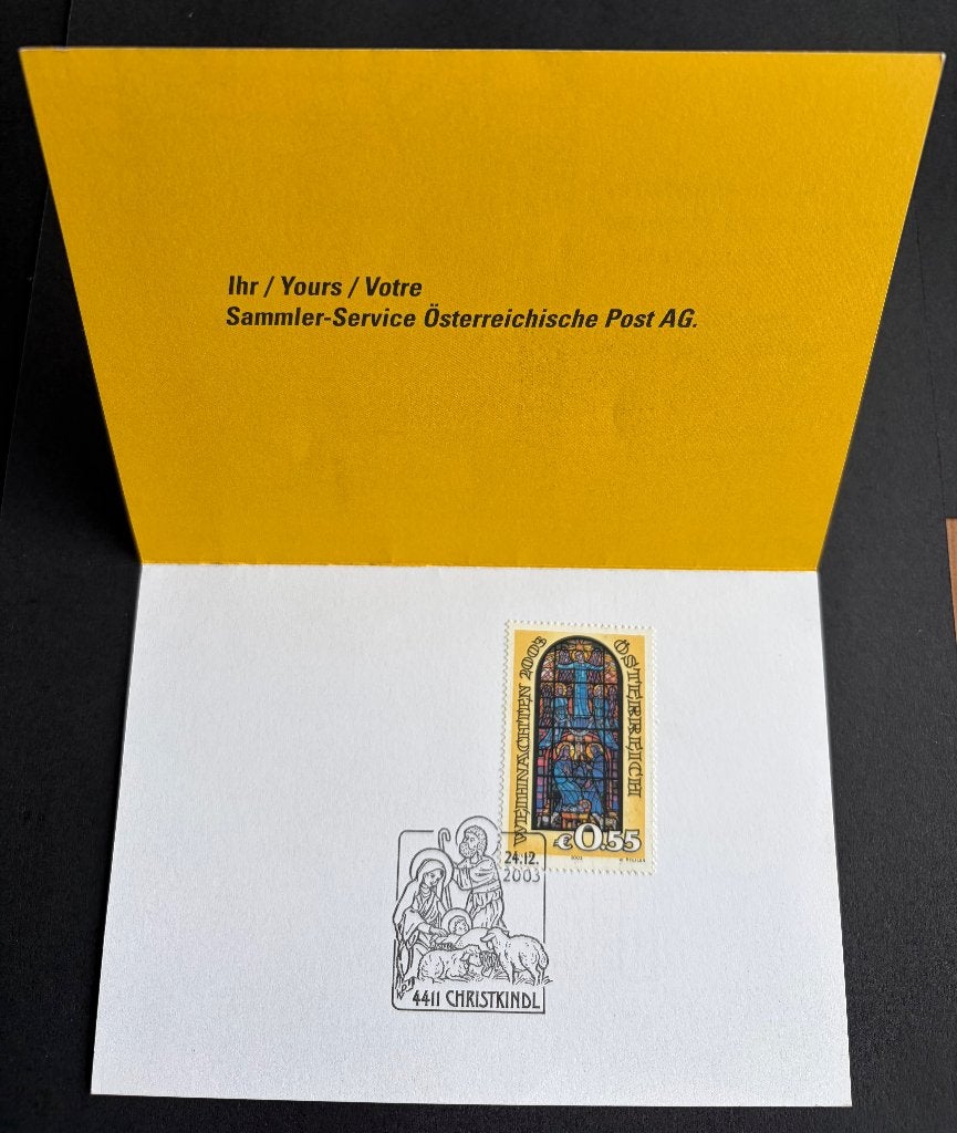 Maximumkaart Oostenrijk Kerst 2003, Postzegels en Munten, Postzegels | Eerstedagenveloppen, Ophalen of Verzenden, Onbeschreven