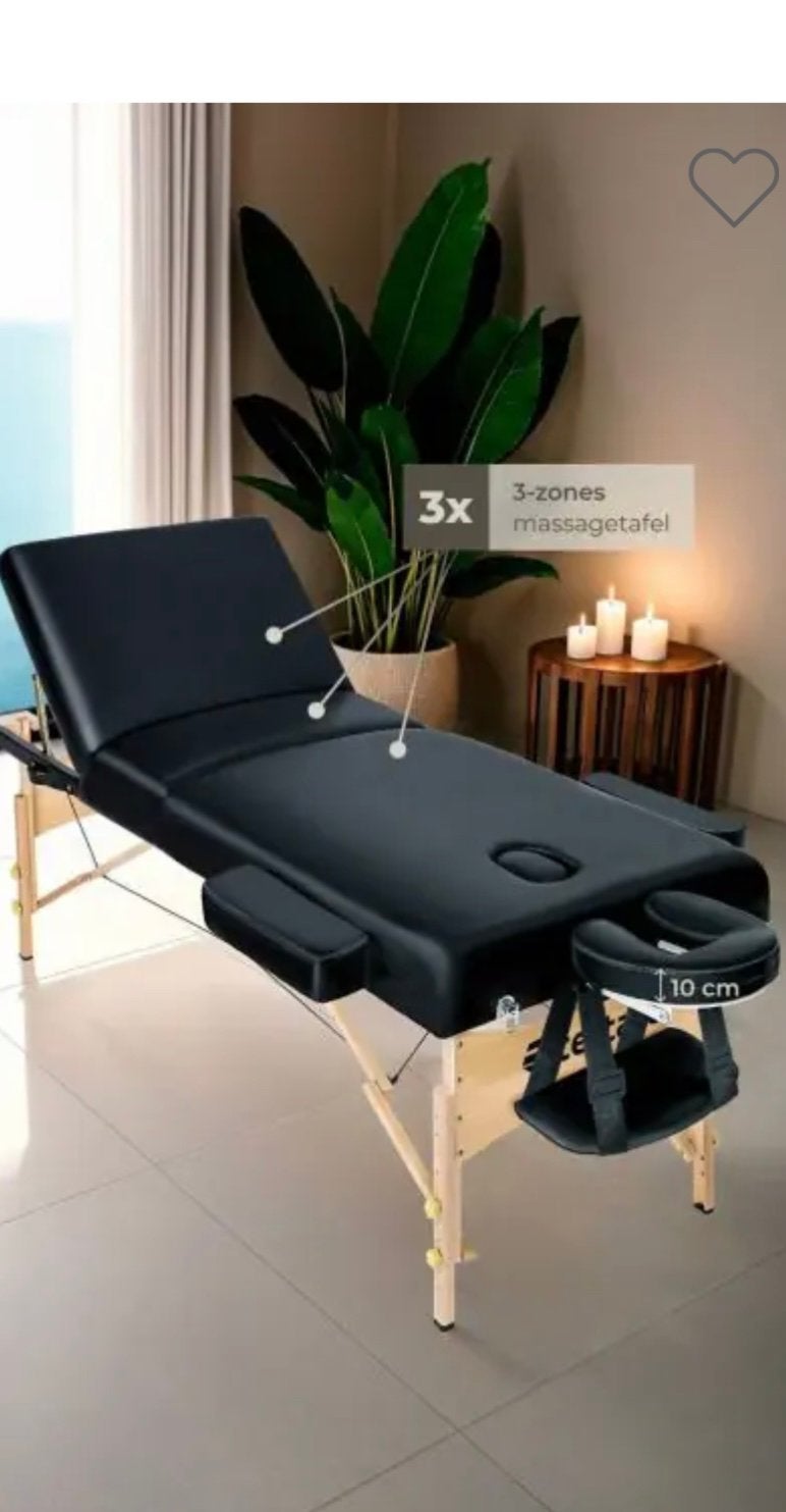 3 zones mobiele massagetafel zwart, Sport en Fitness, Massageproducten, Ophalen, Zo goed als nieuw, Massagetafel