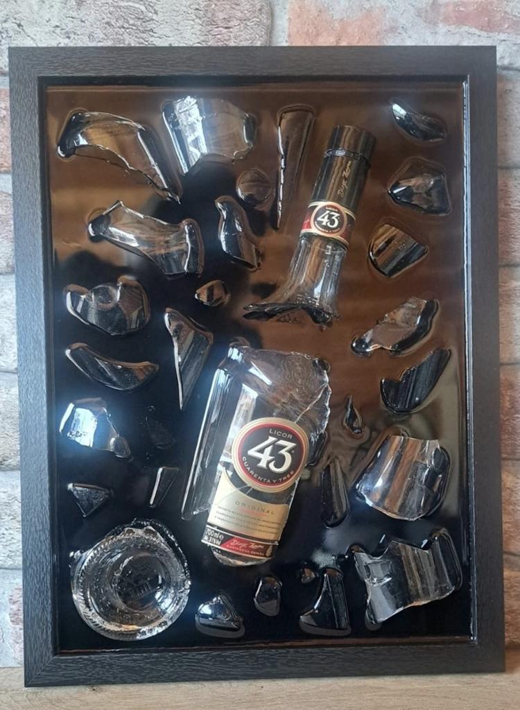 Licor 43 fles verwerkt in een lijst (43x33) met Epoxy, Ophalen of Verzenden