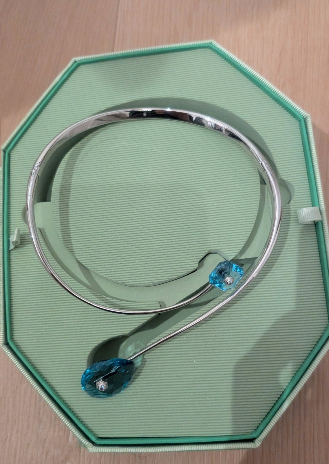 Swarovski ketting met blauwe kristallen, Overige materialen, Blauw, Ophalen of Verzenden, Verstelbaar