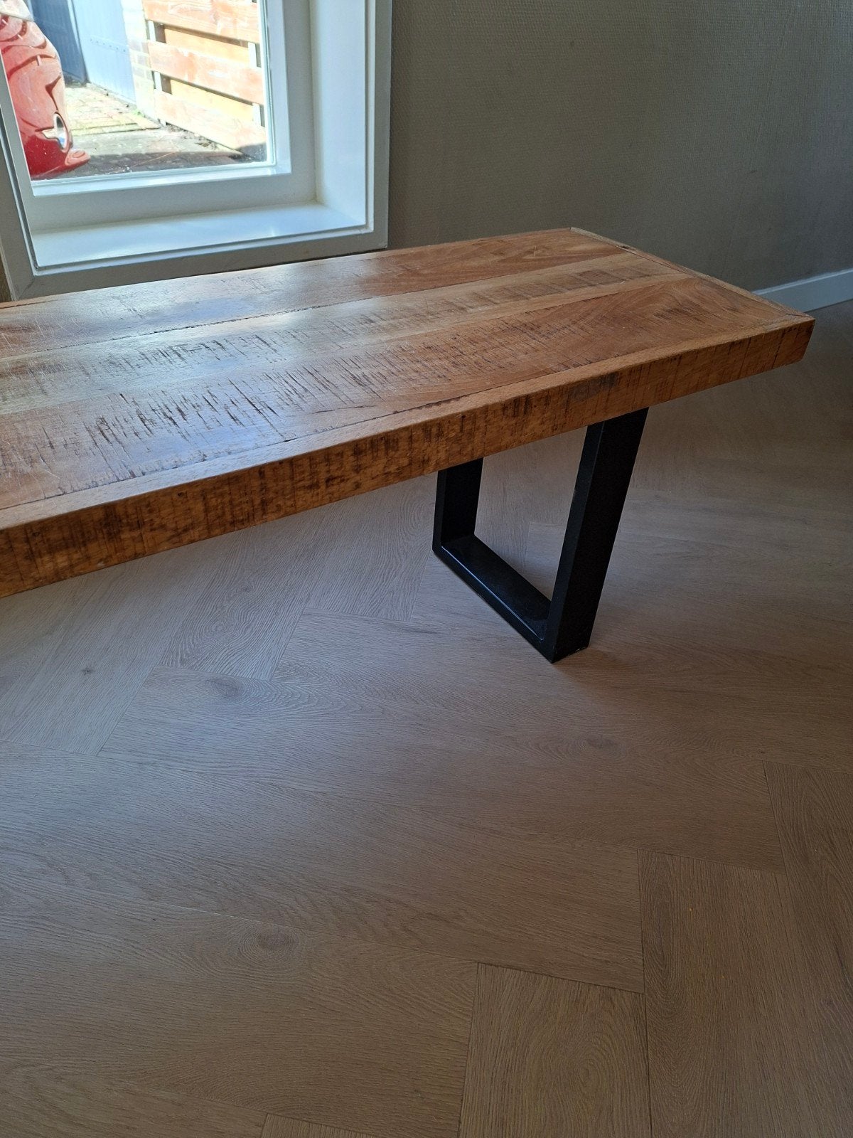 Robuust Mango Houten Bankje - 140x41x45 cm, Ophalen of Verzenden, Gebruikt, Hout