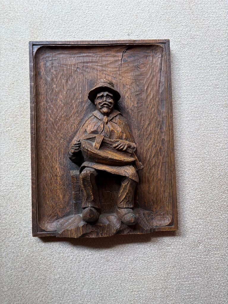 Houten snijwerk, Antiek en Kunst, Kunst | Beelden en Houtsnijwerken, Ophalen of Verzenden, Hout, Houtsnijwerk, Man