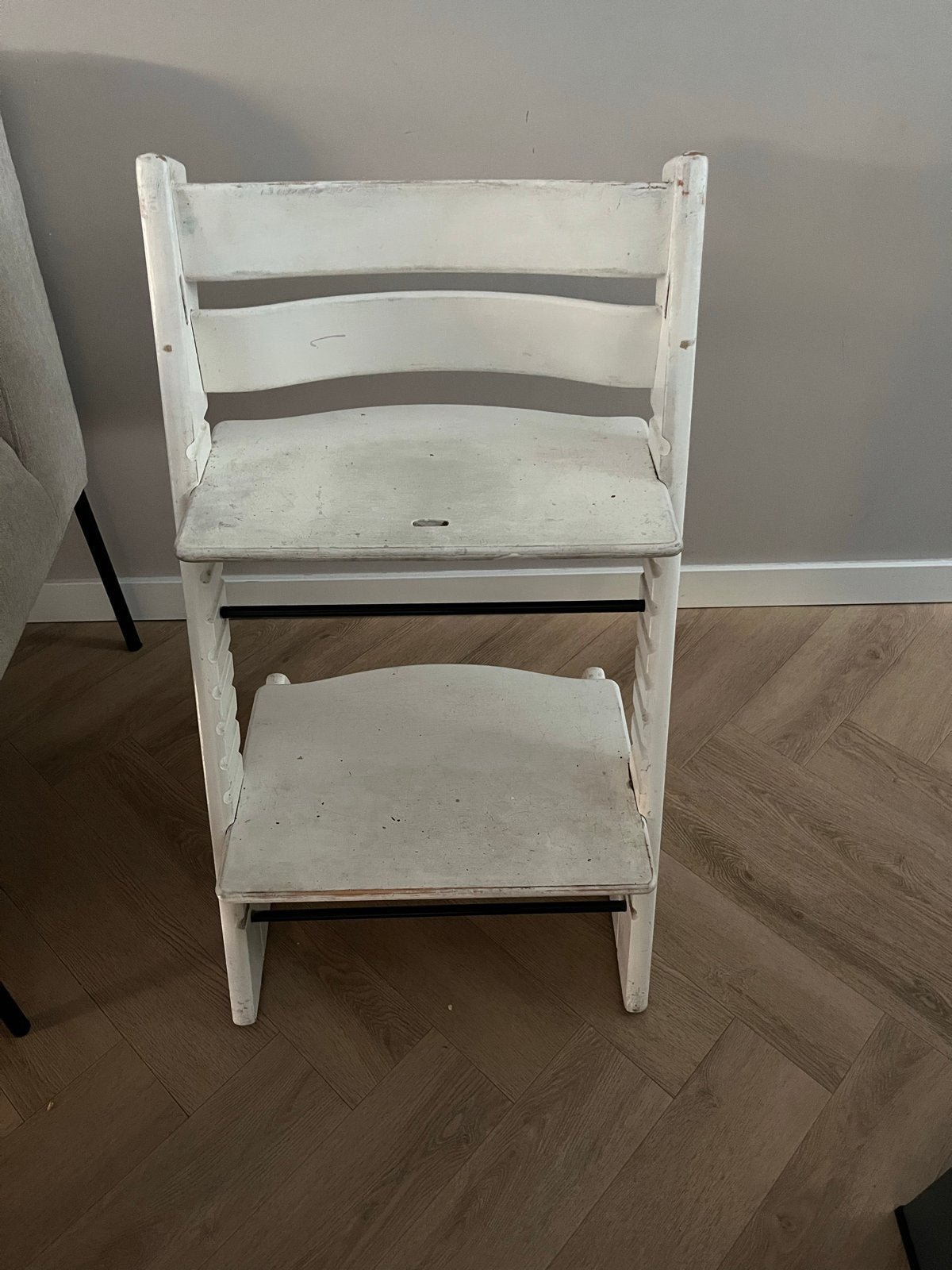 Stokke Tripp Trapp meegroeistoel wit, Ophalen, Gebruikt, Meegroeistoel, Aanschuifbaar