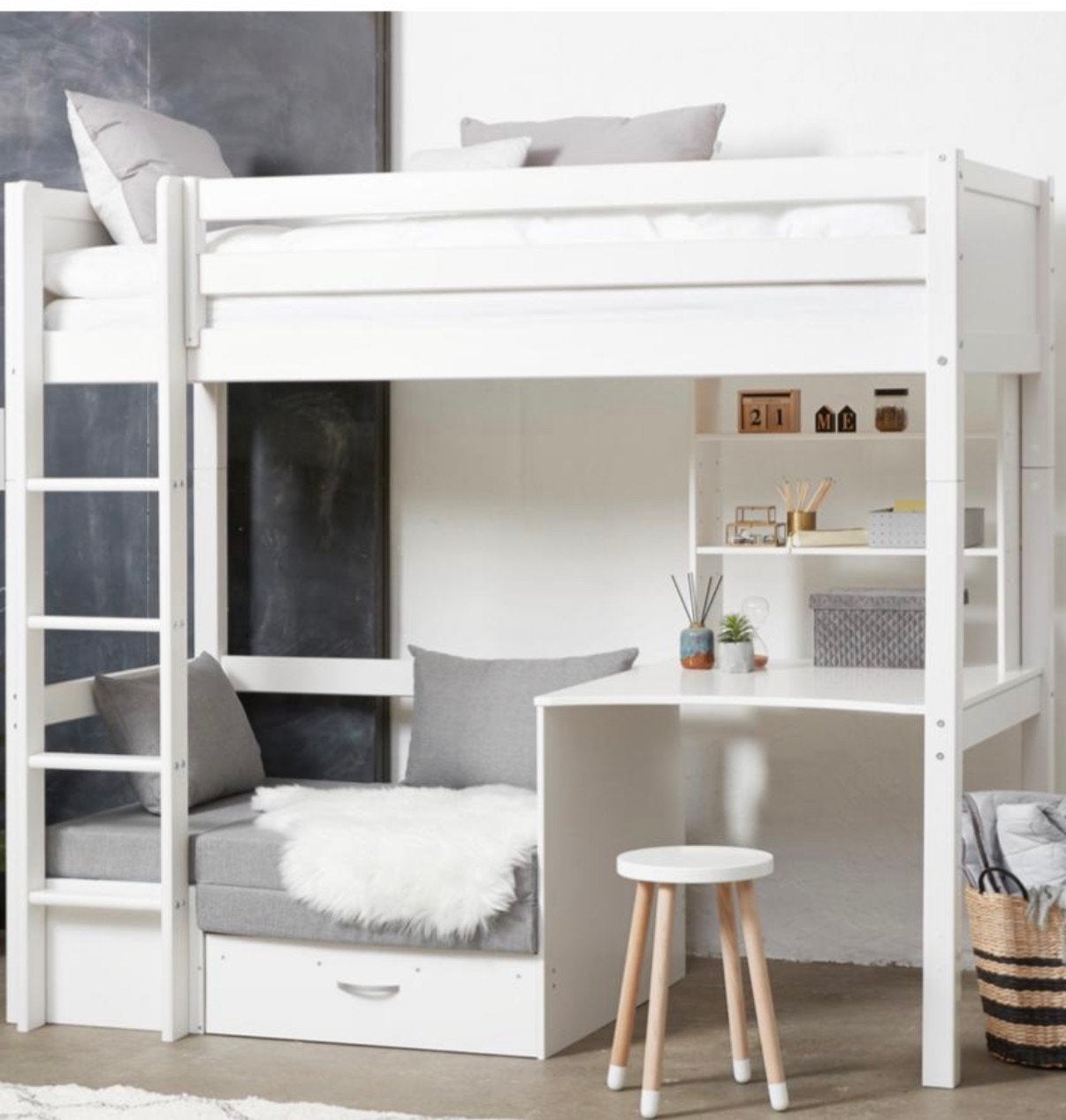 Vente Unique Hoogslaper met Bureau en Bank van Beter Bed., Ophalen, Gebruikt, Eenpersoons, Hoogslaper