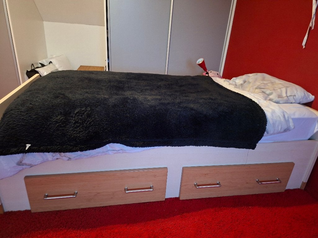slaapbed, Ophalen, Eenpersoons, Bruin, 200 cm