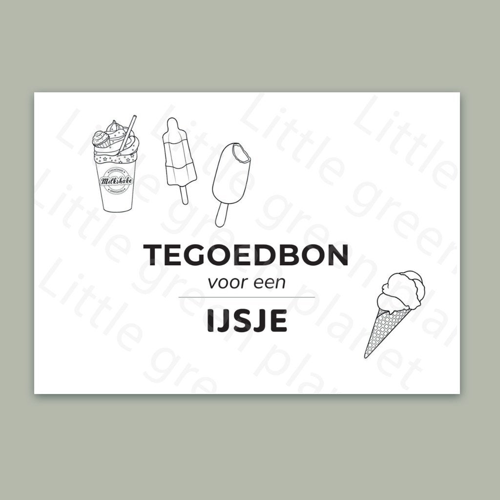 Tegoedbon voor een ijsje - Printable, Tickets en Kaartjes, Eén persoon, Cadeaubon, Overige typen