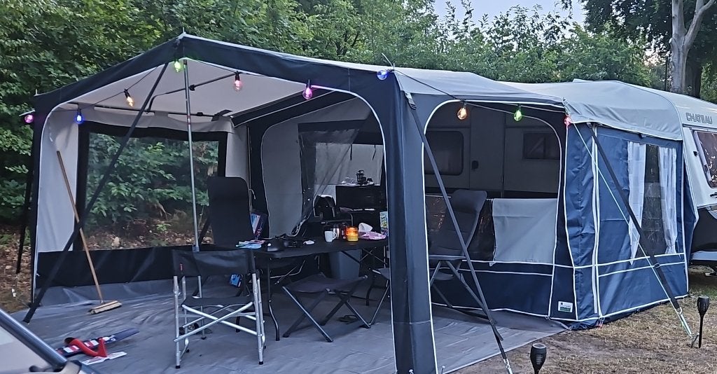 Voortent  goldcamp Las Palmas Maat 9 met Luifel en Zijwanden, Ophalen, Gebruikt