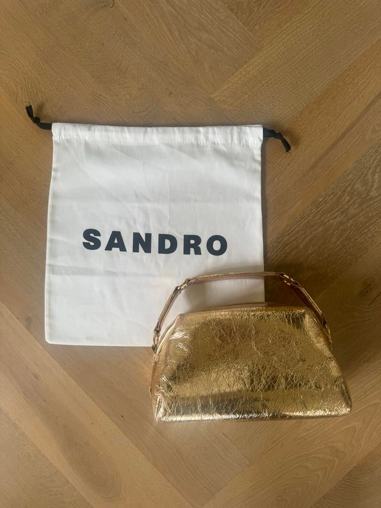 Sandro goudkleurig tasje, Ophalen of Verzenden, Zo goed als nieuw, Beige, Avondtasje
