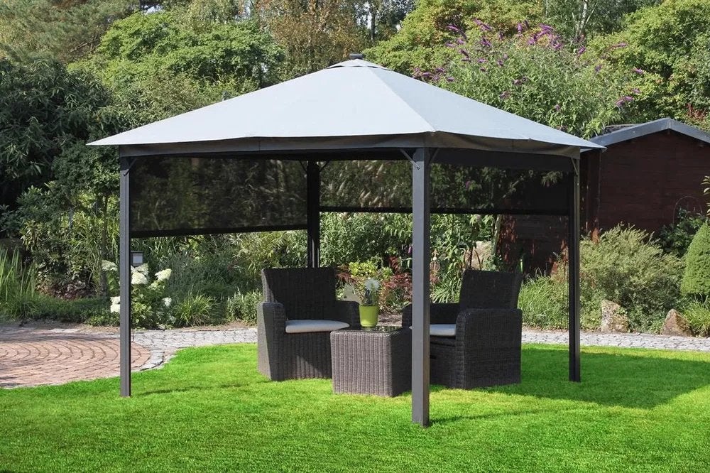 Tuinpaviljoen Lina 300x300cm met LED en gaasrolgordijnen, Tuin en Terras, Overkappingen, Ophalen, Nieuw, Tuinpaviljoen