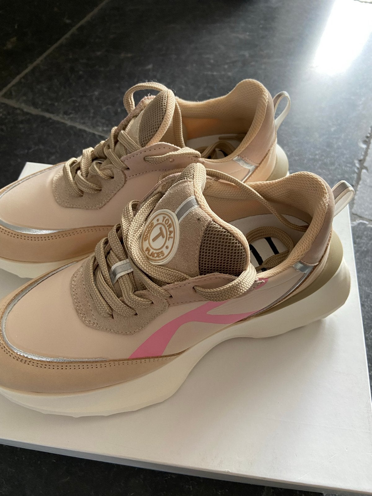 Toral Sneakers Nylon-Combi Beige/Roze Maat 39, Ophalen, Nieuw, Beige, Sneakers of Gympen