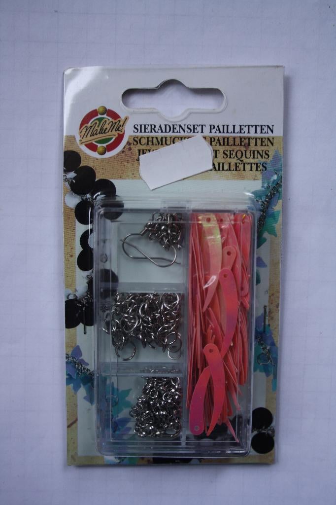 5 pakjes sieraden set-paillet lang roze vier vak 8x5cm, Ophalen of Verzenden, Nieuw, Overige typen
