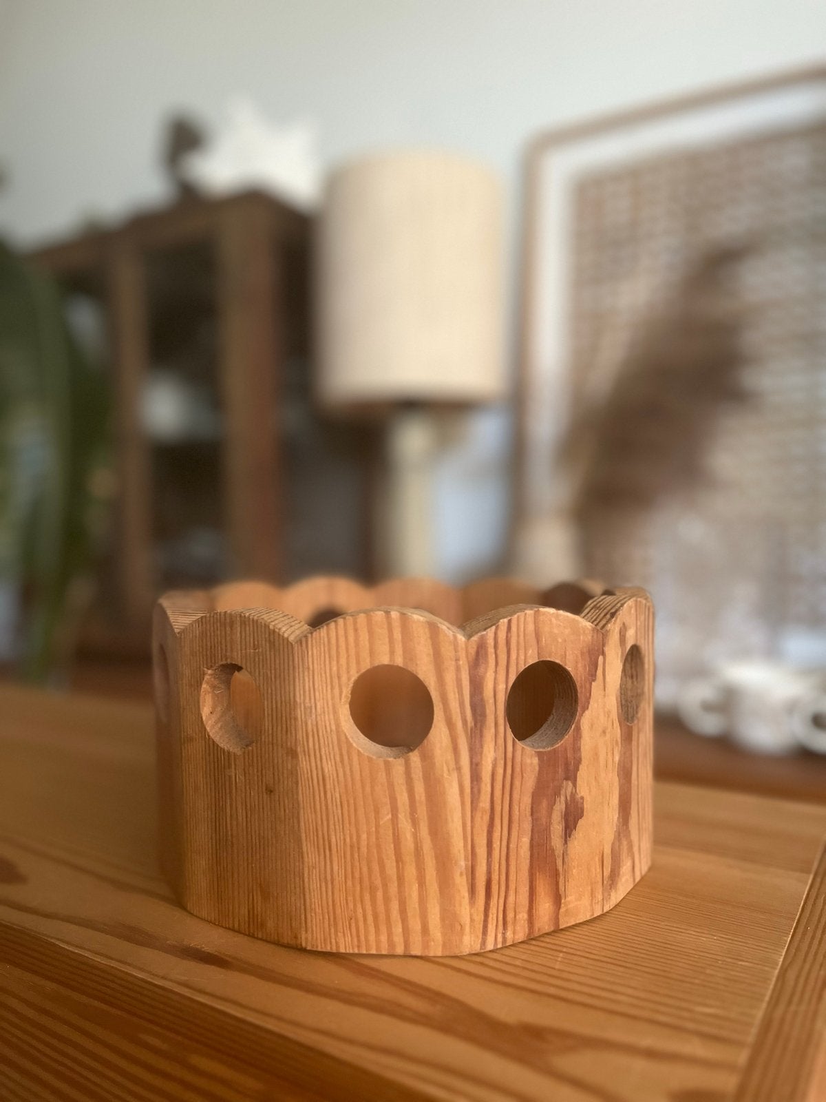 Vintage scandinavische houten fruit brood schaal/mand, Ophalen of Verzenden