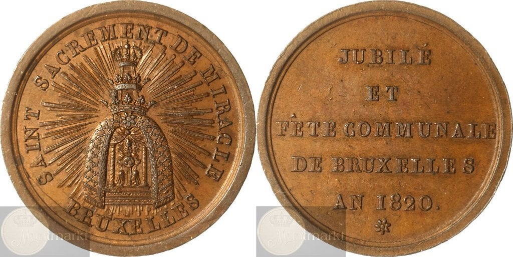 België - Historiepenning 1820 'Brussel 450-jarige Jubileum', Ophalen of Verzenden, Brons, Buitenland