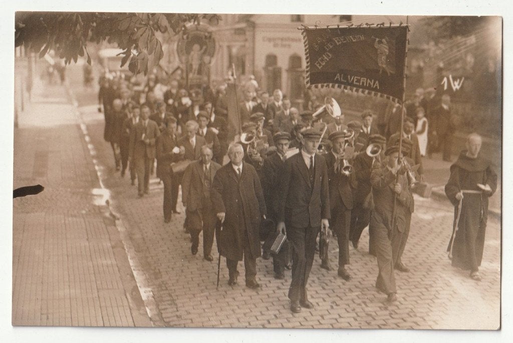 Alverna fanfare Echo der Bergen te Kevelaer oude fotokaart, Verzenden, 1920 tot 1940, Ongelopen, Gelderland