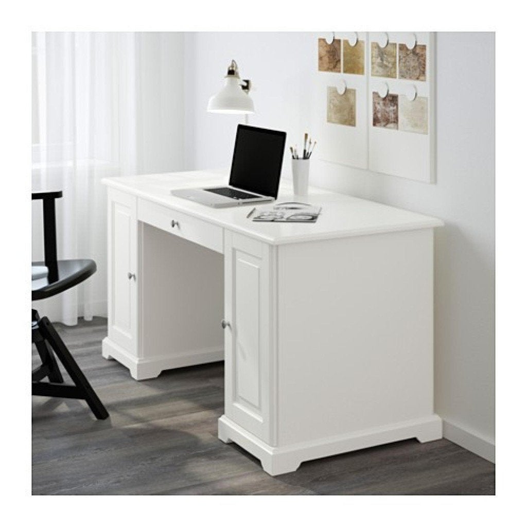 GRATIS: IKEA LIATORP bureau – wit, met opbergkasten en lade, Ophalen, Met lades, Gebruikt, Schoolbureau