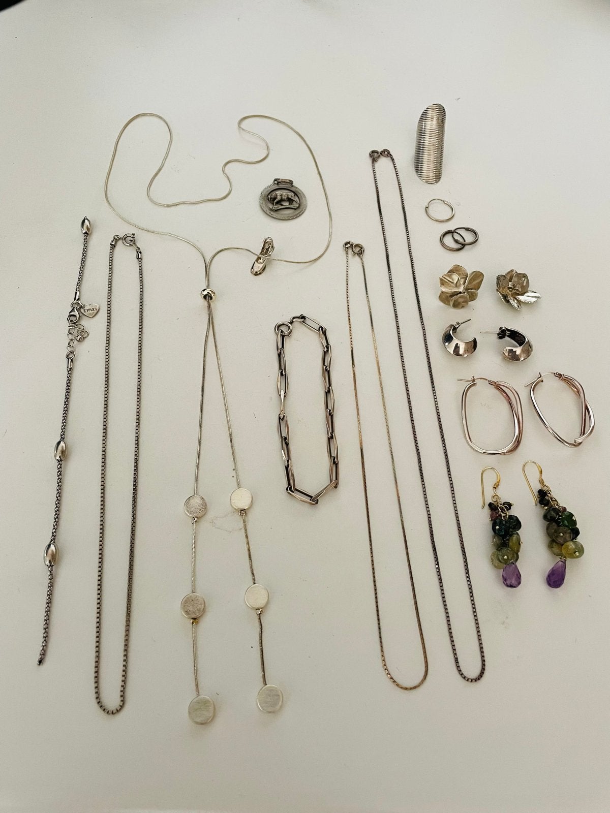 Diverse zilveren sieraden - Totaalgewicht 66,15 gram, Sieraden, Tassen en Uiterlijk, Gebruikt, Verzenden, Met edelsteen, Dame