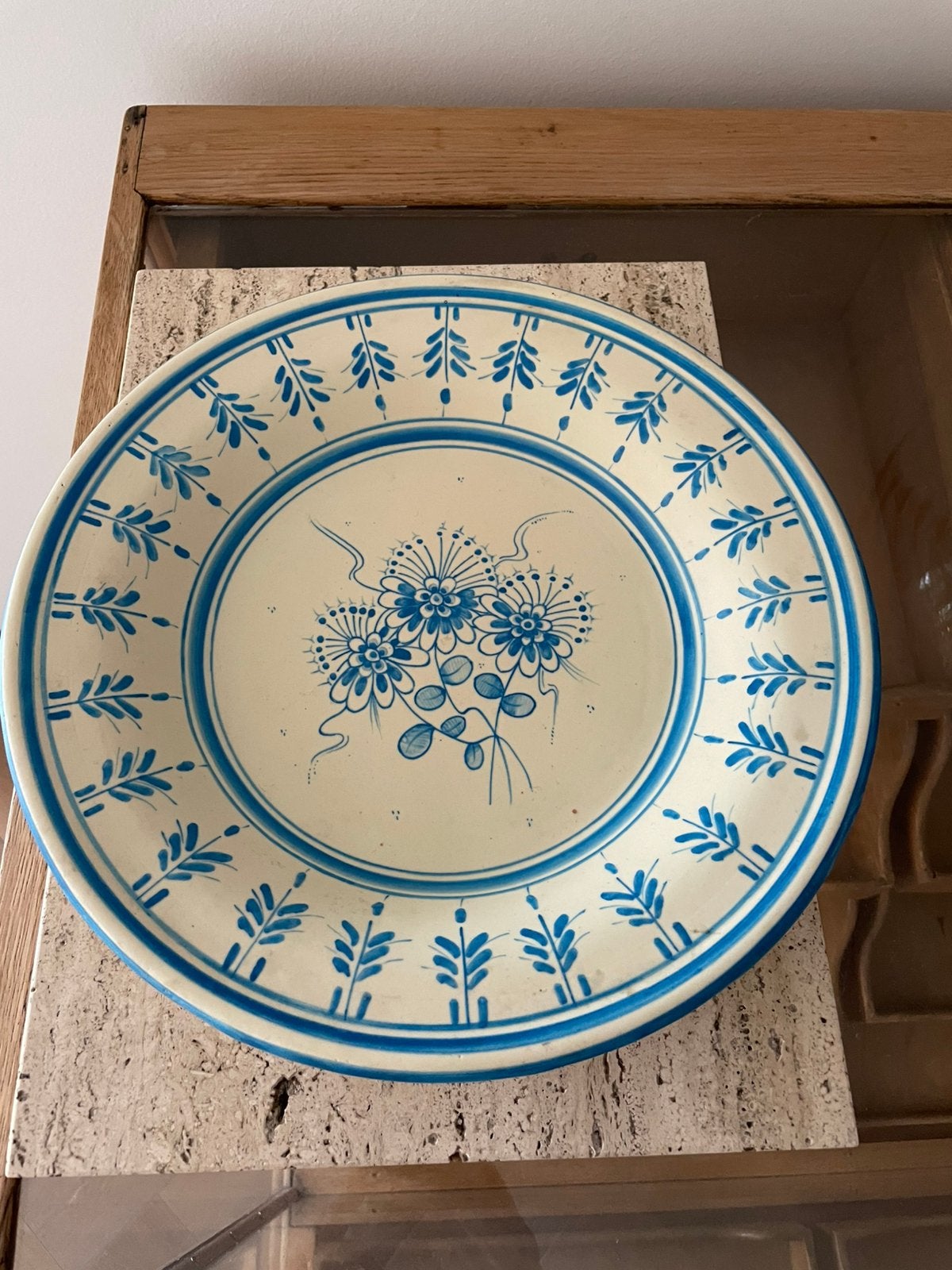 Vintage schaal bord wandbord blauw wit, Antiek en Kunst, Ophalen of Verzenden