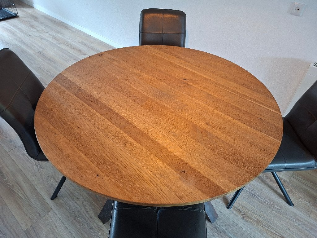 Eettafel rond 130 cm, Huis en Inrichting, Tafels | Eettafels, Ophalen, Gebruikt, Vier personen, 100 tot 150 cm