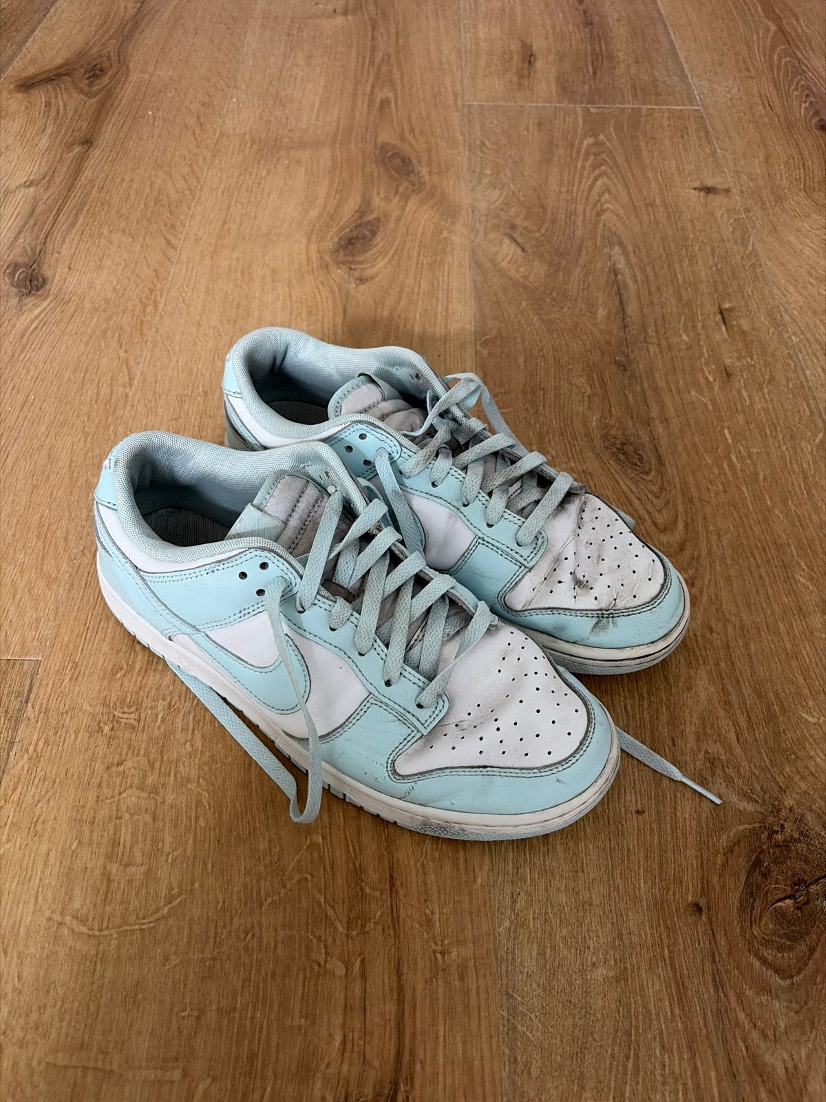 Nike Dunk Low Retro White/Glacier Blue - Maat 44, Ophalen of Verzenden, Gedragen, Blauw, Sneakers of Gympen