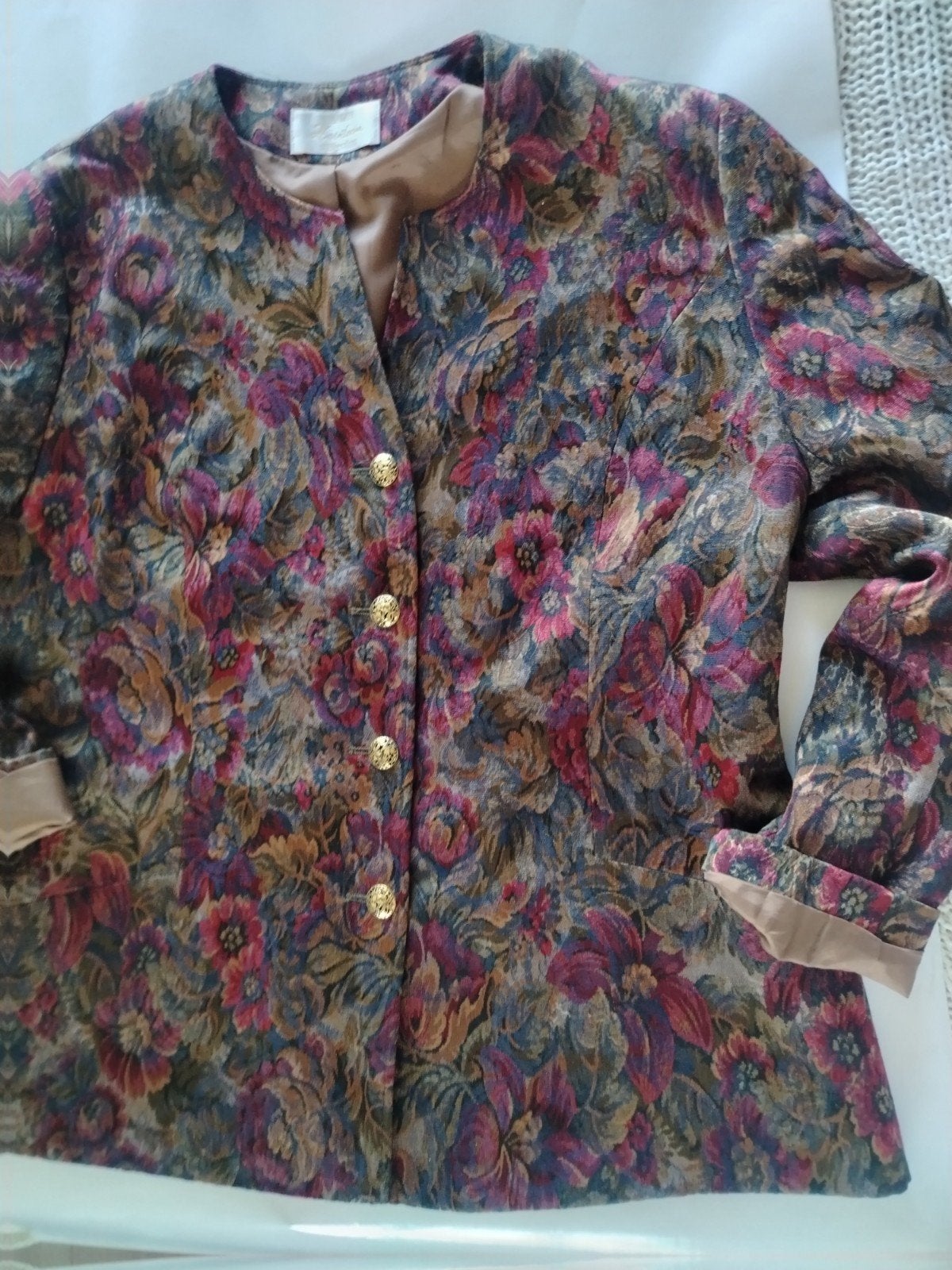 zeldzame Vintage Eastex Heirloom Jasje met Bloemenprint, Maat 38/40 (M), Meerkleurig, Ophalen of Verzenden, Eastex Heirloom