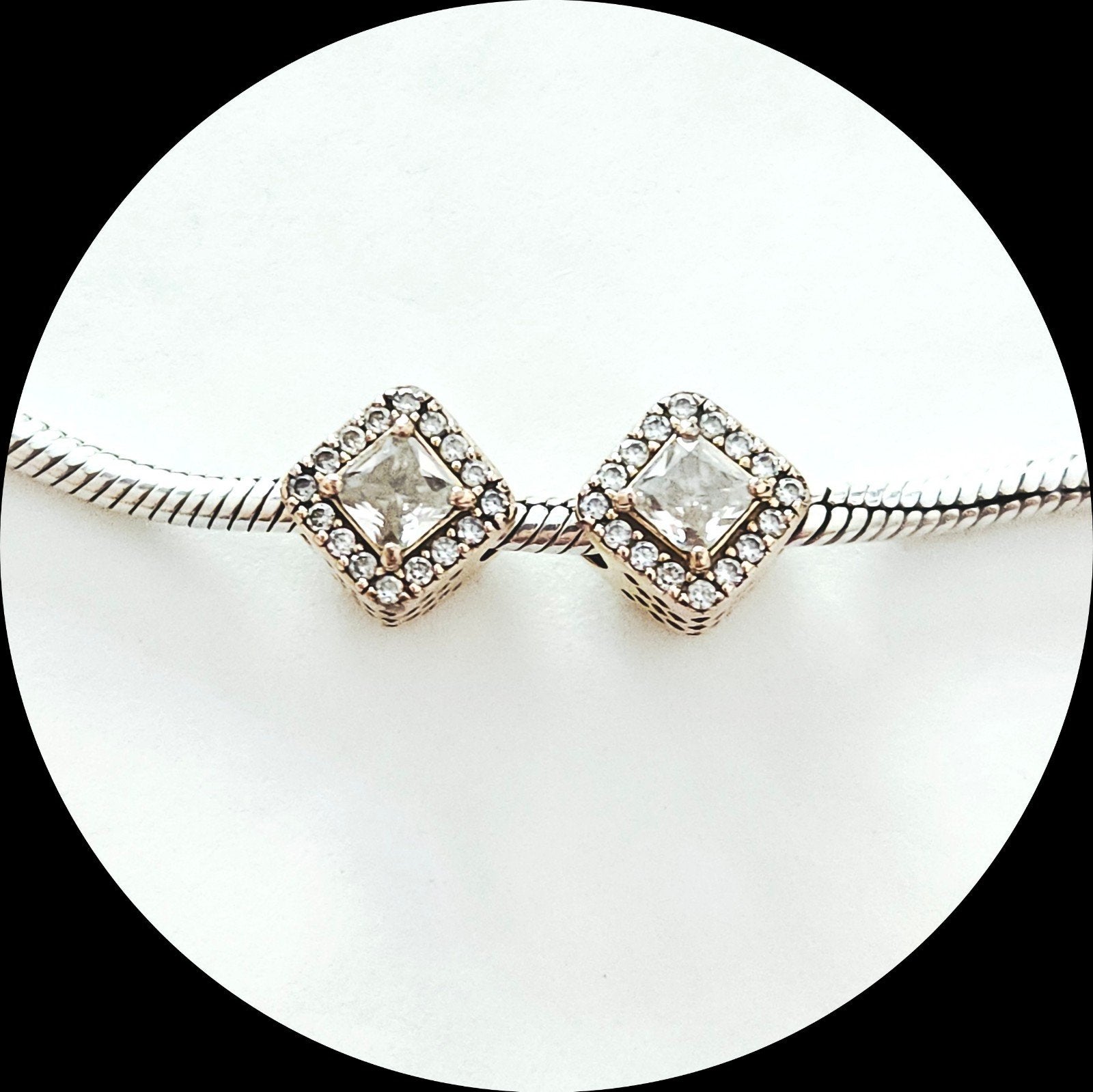 Pandora 1x Geometric Radiance rose goud 786206CZ / zirkonia, Sieraden, Tassen en Uiterlijk, Pandora, Ophalen of Verzenden, Zo goed als nieuw