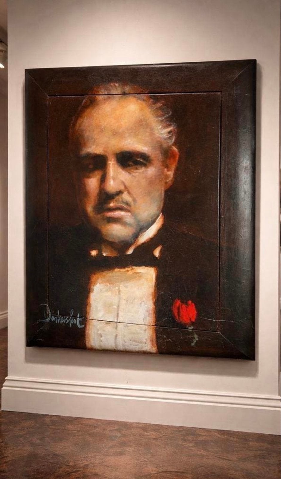 Origineel Schilderij Peter Donkersloot - Don Corleone, Acrylverf, Doek, Portret of Personen, Realistisch